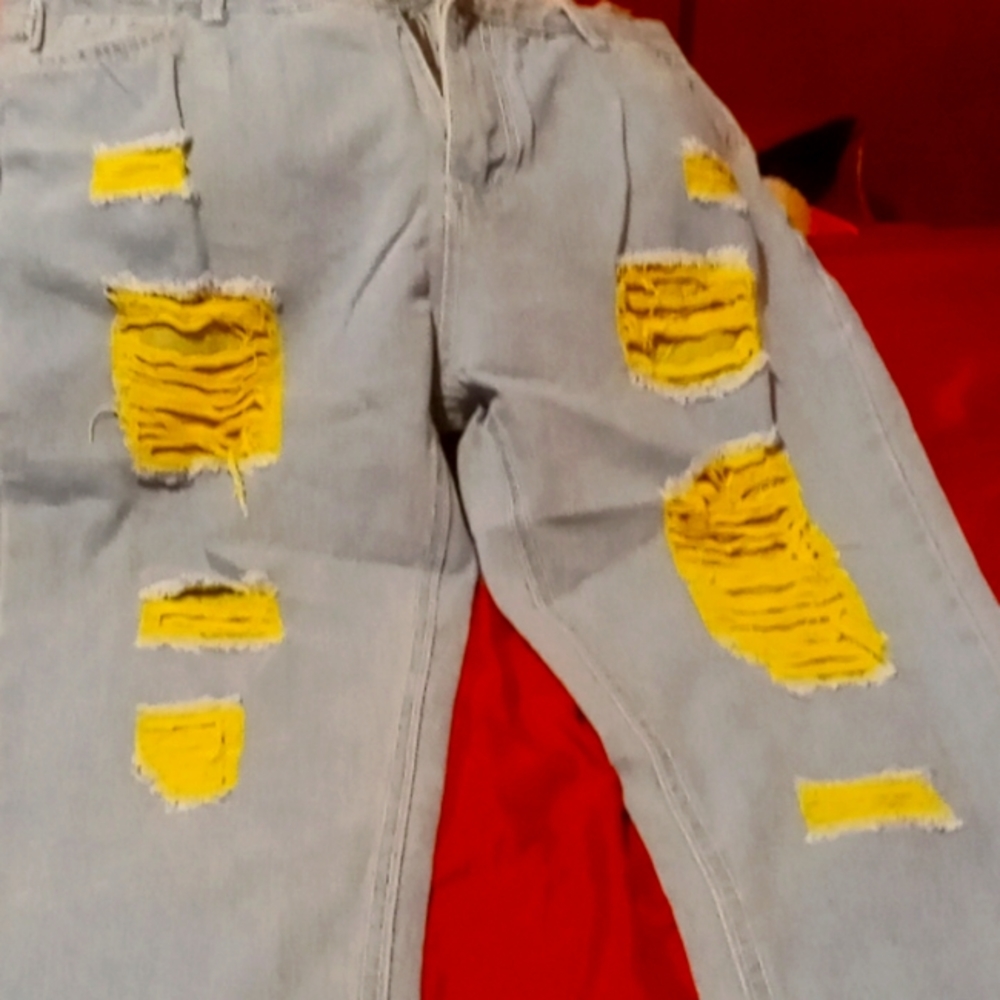 Rip pants yellow in it